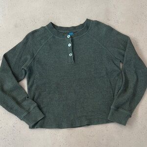 Old Navy Olive Green Waffle Henley Sweater Small